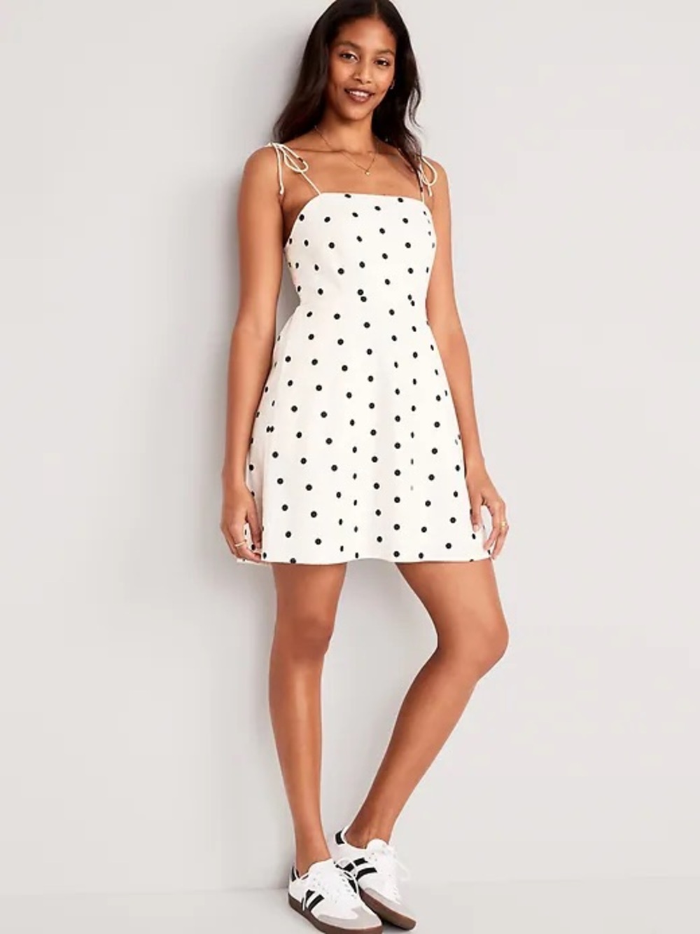 Old Navy White Polka Dot Tie-Shoulder Mini Dress